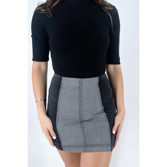 Free People Dresses & Skirts - Free People Two Tone Slate Gray and Black Denim Mini Skirt Size 0